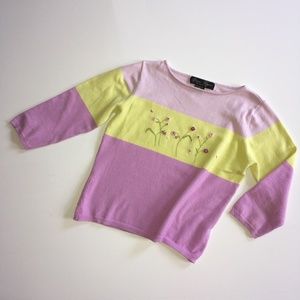 Y2k Lilac & Lime Embroidered Crop Sweater